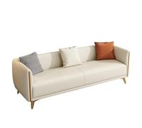 KIBONCY 3-Seater Modern Sofa, Gold Metal Legs Two-Tone Faux Leather Couch Sturdy Wood Frame Accent for Living Room(A,74cm)