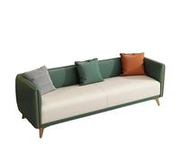 KIBONCY 3-Seater Modern Sofa, Gold Metal Legs Two-Tone Faux Leather Couch Sturdy Wood Frame Accent for Living Room(G,124cm)
