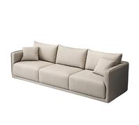 KIBONCY 3-Seater Modern Sofa, Soft Leather Upholstered Couch with Detachable Pillows, Low-Saturation Color with Integrated Armrests, Easy-to-Clean(B,140cm)