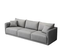 KIBONCY 3-Seater Modern Sofa, Soft Leather Upholstered Couch with Detachable Pillows, Low-Saturation Color with Integrated Armrests, Easy-to-Clean(D,120cm)
