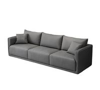 KIBONCY 3-Seater Modern Sofa, Soft Leather Upholstered Couch with Detachable Pillows, Low-Saturation Color with Integrated Armrests, Easy-to-Clean(A,120cm)