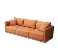 KIBONCY 3-Seater Modern Sofa, Soft Leather Upholstered Couch with Detachable Pillows, Low-Saturation Color with Integrated Armrests, Easy-to-Clean(C,140cm)