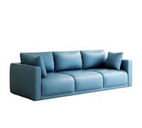 KIBONCY 3-Seater Modern Sofa, Soft Leather Upholstered Couch with Detachable Pillows, Low-Saturation Color with Integrated Armrests, Easy-to-Clean(E,140cm)