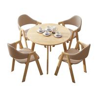 KIBONCY 4-Piece Dining Set Modern 1-Table-4-Chairs Furniture Rectangular Compact Round Table & Chairs for Cafe/Office/Home(B)