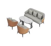KIBONCY 4-Piece Lounge Set Modern Living Room with Faux Leather Sofa, Loveseat and Marble Coffee Table, 5-Seater Accent Furniture for(A)
