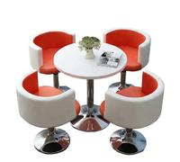KIBONCY 4-Piece Modern Round Table & Swivel Chair Set, Multi-Color Padded Chairs Upholstered for Home Balcony/Café/Office Lounge(D)