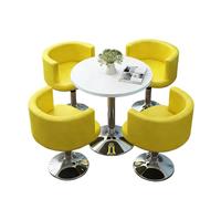 KIBONCY 4-Piece Modern Round Table & Swivel Chair Set, Multi-Color Padded Chairs Upholstered for Home Balcony/Café/Office Lounge(H)