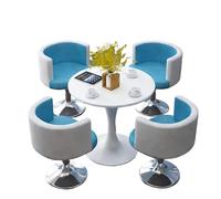 KIBONCY 4-Piece Modern Round Table & Swivel Chair Set, Multi-Color Padded Chairs Upholstered for Home Balcony/Café/Office Lounge(C)