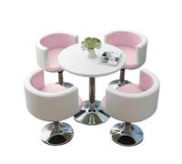 KIBONCY 4-Piece Modern Round Table & Swivel Chair Set, Multi-Color Padded Chairs Upholstered for Home Balcony/Café/Office Lounge(E)