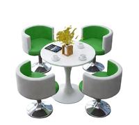 KIBONCY 4-Piece Modern Round Table & Swivel Chair Set, Multi-Color Padded Chairs Upholstered for Home Balcony/Café/Office Lounge(A)