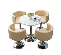 KIBONCY 4-Piece Modern Round Table & Swivel Chair Set, Multi-Color Padded Chairs Upholstered for Home Balcony/Café/Office Lounge(K)