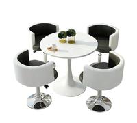 KIBONCY 4-Piece Round Table & Swivel Chair Set, Rounded Edge & Padded Chairs, 300 LBS Capacity & Waterproof Tabletop, for Office(C)