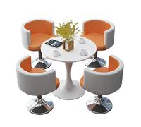 KIBONCY 4-Piece Round Table & Swivel Chair Set, Rounded Edge & Padded Chairs, 300 LBS Capacity & Waterproof Tabletop, for Office(F)