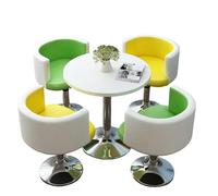 KIBONCY 4-Piece Round Table & Swivel Chair Set, Rounded Edge & Padded Chairs, 300 LBS Capacity & Waterproof Tabletop, for Office(H)