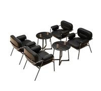 KIBONCY 5-Piece Modern Waiting Room Chair Set - Upholstered Leatherette Chairs with Iron Frame & Round Table Commercial Seating for Living, Office Break(2)