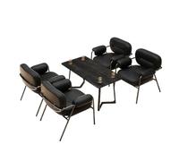 KIBONCY 5-Piece Modern Waiting Room Chair Set - Upholstered Leatherette Chairs with Iron Frame & Round Table Commercial Seating for Living, Office Break(4)
