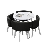 KIBONCY 5-Piece Round Dining Table Set, Faux Leather Upholstered Chairs, Compact with,for Kitchen & Office(F)