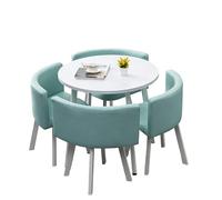 KIBONCY 5-Piece Round Dining Table Set, Faux Leather Upholstered Chairs, Compact with,for Kitchen & Office(A)