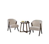 KIBONCY Accent Chair Set of 2 with Side Table, Vintage Velvet Upholstered Armchairs, Mid-Century Modern 3-Piece for Living Room Bedroom(C)