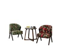 KIBONCY Accent Chair Set of 2 with Side Table, Vintage Velvet Upholstered Armchairs, Mid-Century Modern 3-Piece for Living Room Bedroom(B)