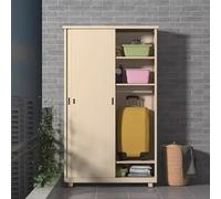 KIBONCY Armadietto alto e largo in metallo con ante e ripiani regolabili, armadietto da garage resistente con serratura e pannello forato for ufficio, palestra, cantina, magazzino(230x102.5x55cm)