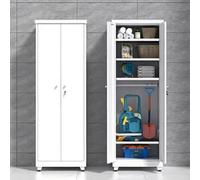 KIBONCY Armadietto alto e largo in metallo con ante e ripiani regolabili, armadietto da garage resistente con serratura e pannello forato for ufficio, palestra, cantina, magazzino(A(200x83x50cm))