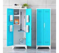 KIBONCY Armadietto alto e largo in metallo con ante e ripiani regolabili, armadietto da garage resistente con serratura e pannello forato for ufficio, palestra, cantina, magazzino(C(200x103x50cm))