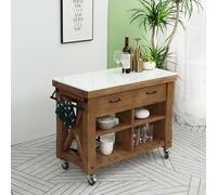 KIBONCY Armadietto portaoggetti, tavolo di preparazione mobile con contenitore for bar, taglio e sala da pranzo, credenza in stile americano(A,80x50x80cm)