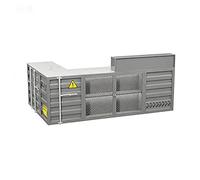 KIBONCY Banco reception industriale for contenitori a forma di L con portaoggetti in rete, bancone frontale in metallo resistente for ristorante, garage, birreria e boutique(E,300 * 50 * 105)