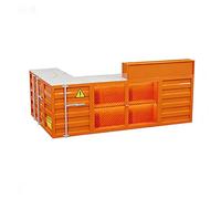 KIBONCY Banco reception industriale for contenitori a forma di L con portaoggetti in rete, bancone frontale in metallo resistente for ristorante, garage, birreria e boutique(A,280 * 150)