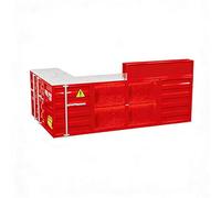 KIBONCY Banco reception industriale for contenitori a forma di L con portaoggetti in rete, bancone frontale in metallo resistente for ristorante, garage, birreria e boutique(B,230 * 150)