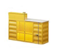 KIBONCY Banco reception industriale for contenitori a forma di L con portaoggetti in rete, bancone frontale in metallo resistente for ristorante, garage, birreria e boutique(C,300 * 150)