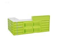 KIBONCY Banco reception industriale for contenitori a forma di L con portaoggetti in rete, bancone frontale in metallo resistente for ristorante, garage, birreria e boutique(I,200 * 150)