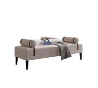 KIBONCY Bed End Bench with New Chinese Design - Minimalist Accent Seat for Bedroom, Living Room, Entryway Sturdy Solid Wood Legs, Breathable Fabric(B,160x60x45cm)