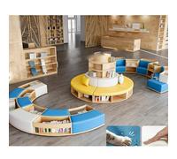 KIBONCY Biblioteca A Forma Di S Sala Lettura Della Scuola Libreria Combinata In Legno Massello A Arco, For Reception Dalla Semplice E Unica, Divano, Isola Dei Libri(S)