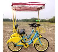 KIBONCY Bicicletta a Quattro Ruote for Due Persone, Coppia e Genitore-Figlio in Giro Giro turistico Noleggio Fianco a Fianco Bici con Ruota Integrata(A)