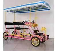 KIBONCY Bicicletta turistica a quattro ruote per più persone, bicicletta integrata genitore-figlio per attrazioni turistiche, a pedali, autoguidata(E)