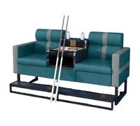 KIBONCY Billiard Club Spectator Sofa with Metal Footrest, Thick Padding Cushion Game Room Couch, Waterproof PU Leather Commercial Seating for Pool Hall(A)