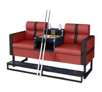 KIBONCY Billiard Club Spectator Sofa with Metal Footrest, Thick Padding Cushion Game Room Couch, Waterproof PU Leather Commercial Seating for Pool Hall(C)