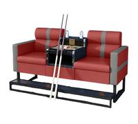 KIBONCY Billiard Club Spectator Sofa with Metal Footrest, Thick Padding Cushion Game Room Couch, Waterproof PU Leather Commercial Seating for Pool Hall(G)