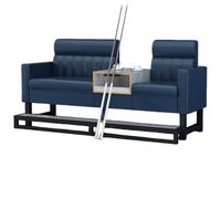 KIBONCY Billiard Hall Lounge Couch with Ottoman, Comfortable Upholstered Viewing Seat with Tempered Glass Side Table, Thick Cushion & Sturdy Frame(E)
