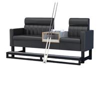 KIBONCY Billiard Hall Lounge Couch with Ottoman, Comfortable Upholstered Viewing Seat with Tempered Glass Side Table, Thick Cushion & Sturdy Frame(G)