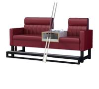 KIBONCY Billiard Hall Lounge Couch with Ottoman, Comfortable Upholstered Viewing Seat with Tempered Glass Side Table, Thick Cushion & Sturdy Frame(J)