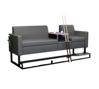 KIBONCY Billiard Hall Seating Couch with Storage Side Table, Durable PU Leather Lounge Sofa & Anti-Slip Base, Comfortable Viewing Seat for Pool & Bar(G)