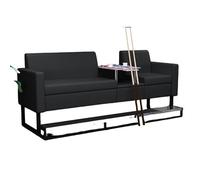 KIBONCY Billiard Hall Seating Couch with Storage Side Table, Durable PU Leather Lounge Sofa & Anti-Slip Base, Comfortable Viewing Seat for Pool & Bar(D)