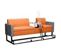 KIBONCY Billiard Hall Seating Couch with Storage Side Table, Durable PU Leather Lounge Sofa & Anti-Slip Base, Comfortable Viewing Seat for Pool & Bar(C)