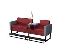 KIBONCY Billiard Hall Seating Couch with Storage Side Table, Durable PU Leather Lounge Sofa & Anti-Slip Base, Comfortable Viewing Seat for Pool & Bar(A)