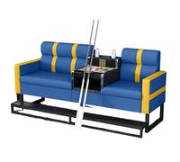 KIBONCY Billiard Room Sofa & Ottoman Set, Soft Upholstered Lounge Chair with Tempered Glass Side Table, Stylish Seating Solution for Home Game(F)