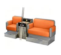 KIBONCY Billiard Viewing Sofa, Pool Hall Spectator Waiting Bench with Functional Side Table, Wear Resistant Leather Lounge Chair for Indoor Club(E)