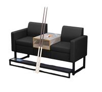 KIBONCY Billiards Room Dedicated Sofa & Chair Set, Faux Leather Spectator Seating with Cup Holders and Glass Side Table, Ideal for Game Rooms & Billiard Halls(D)